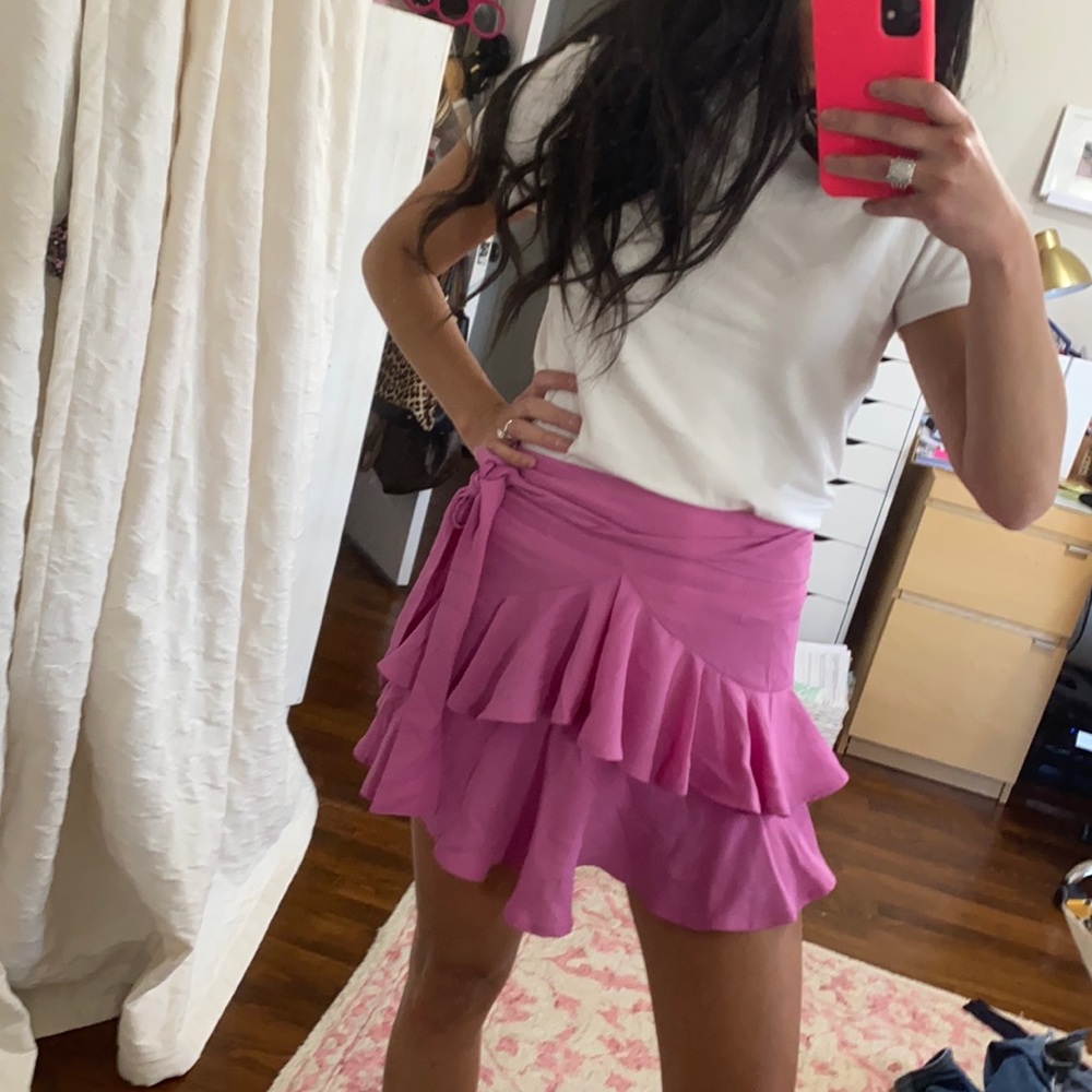 Ruffle Pink Magenta Mini Skirt - Picture 1 of 4